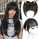 Bangs Hair Clip in Bangs, 100% Real Human Hair Clip in Fringe, 3 Secure Clips in Full Fringe French Bangs Natural Thick Volume Fake Bangs for Women Girls Daily Wear Natural Black