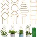 Indoor Plant Trellis for Potted Plants, 16inch Gold Small Trellis for Climbing Plants Outdoor Garden Metal Trellis with Different Patterns for Vine Ivy Flower Plant Support 4 Pack