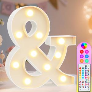 Colorful Light Up Letters with Remote, Upgraded 35 Colors LED Marquee Letters, RGB Lighted Letter for Girls Teenager Gift, Birthday, Party, Wedding, Night Light, Room, Bedroom Decor, Letter &
