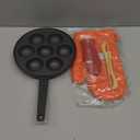 KUHA Cast Iron Aebleskiver Pan | Pre-Seasoned Pan for Authentic Danish Pancake Making, Poffertjes, Takoyaki, Appam & Paniyaram | Silicone Handle, Oven Mitt & Bamboo Skewers Included | 7.9" Diameter