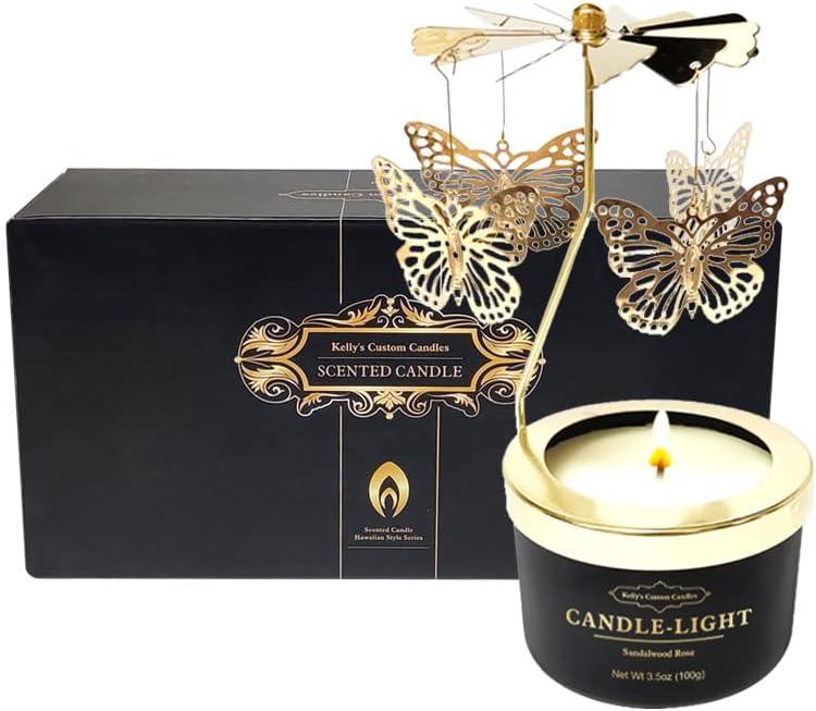 Kelly's Custom Candles, Butterfly Candle Birthday Gift for Mom,Girlfriend,Unique Easter Gifts for Sister, Wife and Mother in Law,Rotatable Aromatherapy Candles Gift for Women. (Small(1-Pack))