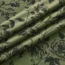 RYB HOME Olive Green Velvet Curtains 102 inches Long, Printed Floral Vintage Design Home Decoration Thermal Insulated Privacy Protect Drapes for Bedroom Living Room, W50 x L102 inches, 2 Panels