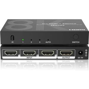 8K HDMI Switch 3 in 1 Out 4K@120Hz HDMI Switcher Support HDR10+, Dolby Vision, Dolby Atmos, VRR, ALLM, CEC