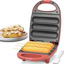 Electric Corn Dog Maker, Fryer for 3 Mini Corn Dogs on Stick, Cheese Mozzarella Sticks & Treats, Corndog Maker Machine, Hot Dog Machine, Brush Included, Red