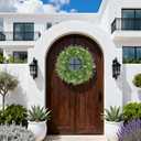 24 Inch Spring Wreaths for Front Door Wreath Summer Outdoor Green Door Wreath for All Seasons Porch Living Room Bedroom Window Wall Indoor Outdoor Farmhouse Home Decoration