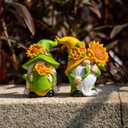 2PCS Sunflower Gnome Decor, Dynamic Spring Gnomes Decorations for Home and Yard Swedish Tomte Elf Dwarf Figurines Summer Outdoor Gnomes Gifts for Women (Sunflowers)