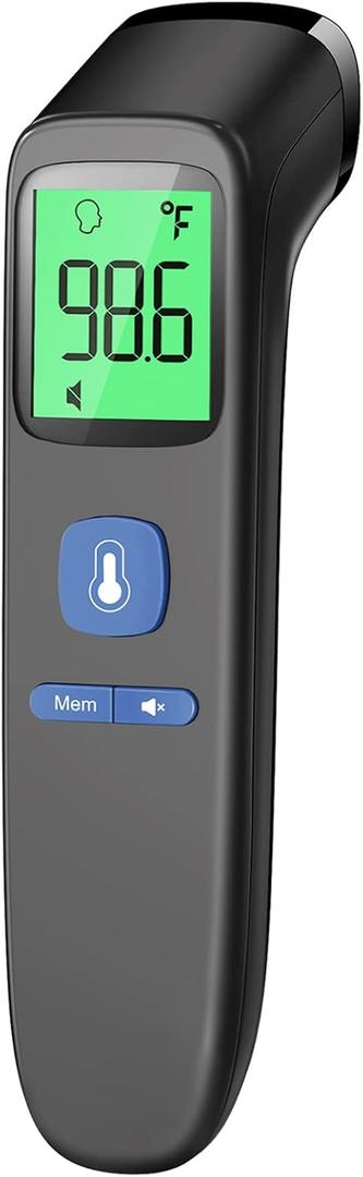 No-Touch Thermometer for Adults and Kids, Digital Baby Thermometer with Fever Alarm, 1 Second Fast Result, Easy to use, 2 in 1 Mode (Black)