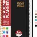 Academic Planner 2025-2026 For Women & Men, Monthly and Weekly Calendar Planner, Jul 2025 - Jun 2026, A4 (8.5" x 11"), Teacher Student Planning Book with Tabs, Ideal for Office School Supplies - Black