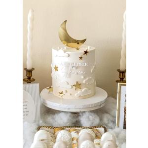 A Little Piece of Heaven is on The Way Cake Topper,Star and Moon Cake Topper for Baby Shower Party Decor, Heaven Theme Welcome Baby Party Decorations Supplies