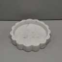 White Scalloped Marble Tray - 8" Round Stone Vanity Tray for Perfume & Jewelry, Marble Dish for Bathroom Countertop & Kitchen Counter, Decorative Tray for Bathroom & Kitchen, Modern Catchall