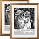 Yaetm 20x24 Gold Picture Frame Matted to 16x20 Set of 2, 1.4 Wide Molding & Rustic Gold Frames for Wall Gallery, Home and Office, Wall Mounting, 2 Pack