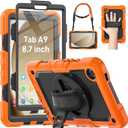 HXCASEAC Case for Samsung Galaxy Tab A9/A11 8.7 Inch, Protective with Screen Protector/Hand Strap/Pen Holder, Shockproof Samsung A9 A11 Tablet Case 8.7'' (SM-X110 SM-X115 SM-X130 SM-X133) - Orange