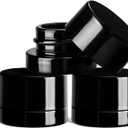 (200 Pack) 5ml Thick Black Glass Jars with Black Child Resistant Lids - UV Resistant - Storage for Oil, Lip Balm, Wax, Cosmetics - Mini Child Proof Container
