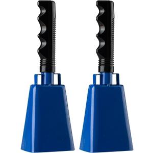 Cowbells 2pcs,Steel Cow Bell 8 inch with Handle,Cheering Hand Bell for Sports Events,Football Games,Party,Farm,Hand Chimes Percussion Musical Instruments (8 inch, Blue)