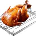 Adjustable Turkey Roast Rack, V Rack for Roasting Large Turkey, Turkey Cooking Rack Chicken Rack for Oven, Smokers, Grills, Foldable V-Shaped Chicken Roaster Stand, Stainless Steel Roasting Rack,Large