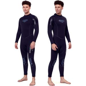 Rrtizan Wetsuit Women and Men, 3mm Skin Protection Wet Suits for Women Men in Cold Water, Warm Full Body Diving Suit for Diving Surfing Swimming (3X-Large, Men Black+Silver)