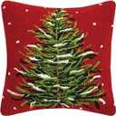 Peking Handicraft 31SJM10066C16SQ Christmas Tree Holiday Hook Pillow, 16-inch Square