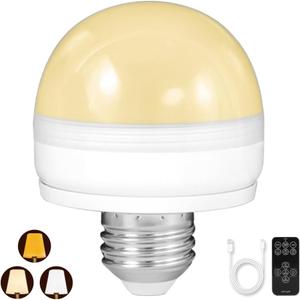 BLUEYE Rechargeable Light Bulbs,7W,Remote Control,Soft Warm 2700K-6000K,50W Equiv.,450Lumens,Flicker-free,E26 Detachable Charging, Battery Operated Emergency Lamp for Non-Hardwired,1Pack