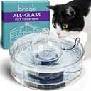 Brook Glass Pet Fountain (90oz/2.7L)  Cat Water Fountain & Small Dog Drinking Fountain  Automatic Water Dispenser Cat Fountain