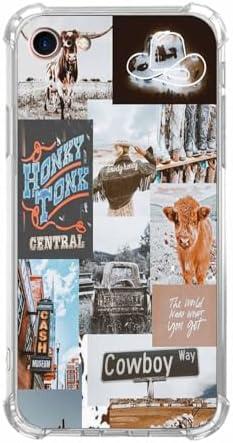 malegaon Cowboy Cowgirl Case for iPhone 7/8/SE,Western Natural Scenery Case for Women Men,Soft TPU Bumper Case for iPhone 7/8/SE