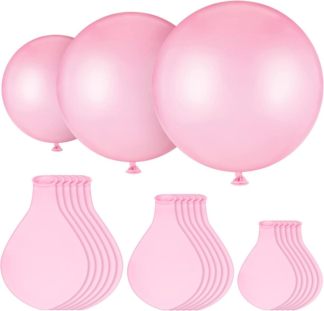 18 Pack 18/24 / 36 Inch Balloons Large Latex Giant Round Big Macaron Balloons for Wedding Birthday Party Baby Shower Decorations(Pink)