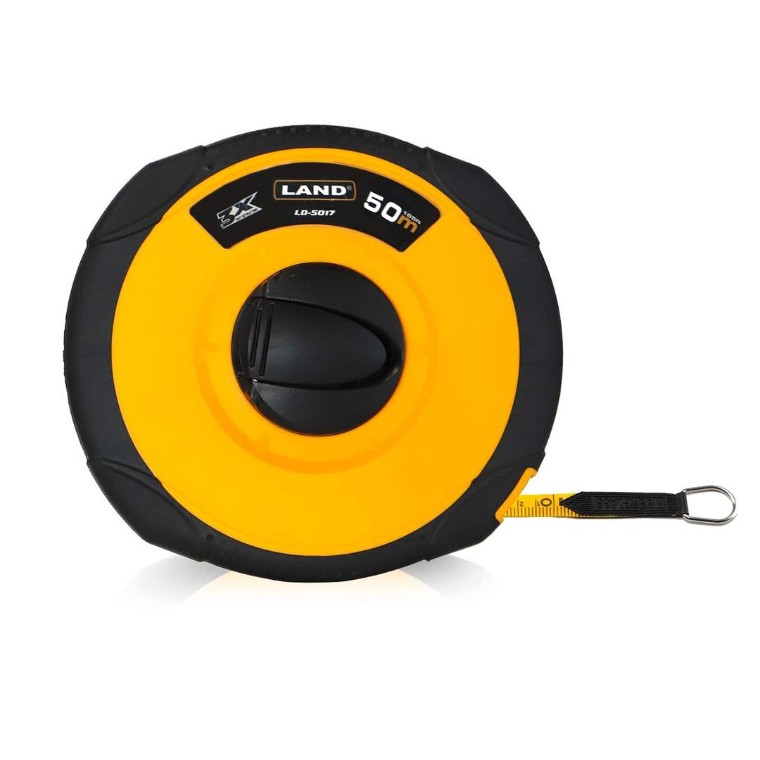 LAND 165FT/50M Fiberglass Tape Measure - Dual-Inch/Metric Scale, Lightweight & Durable, Portable Long Measuring Tape for Construction, Surveying, Landscaping