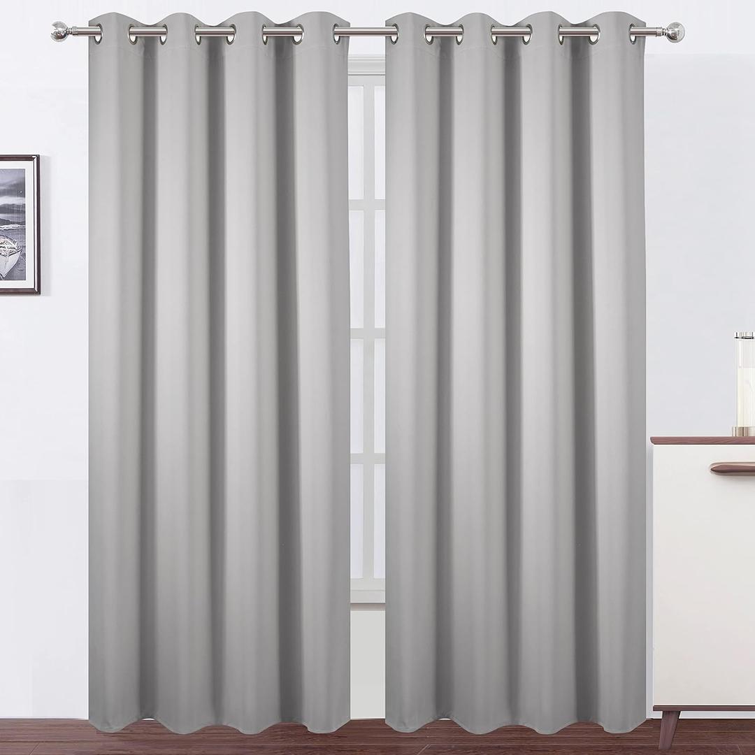 LEMOMO Blackout Curtains 52 x 84 inch/Light Grey Curtains Set of 2 Panels/Thermal Insulated Room Darkening Bedroom Curtains (52"W x 84"L (Pack of 2))