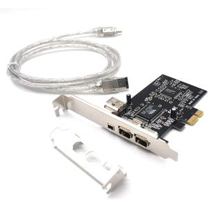 Padarsey PCIe 3 Ports 1394A Firewire Expansion Card, PCI Express (1X) to External IEEE 1394 Adapter Controller (2 x 6 Pin + 1 x 4 Pin) with Low Profile Bracket for Desktop PC and DV Connection