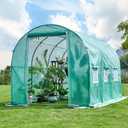12x7x7 FT Outdoor Greenhouse with Screen Door,Outside Heavy Duty Walk in Green House for Garden Plants UV Protection Thermostatic Waterproof Green