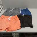Real Essentials 4 Pack: Girls Athletic Performance Dry-Fit Running Shorts with Drawstring & Pockets (L)