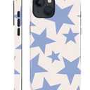 for iPhone 14/13 Case for Women Girl Men Boy, Compatible with MagSafe, Shockproof Soft Silicone & Hard PC Shell Protective Case for iPhone 14/13 - Light Blue Stars