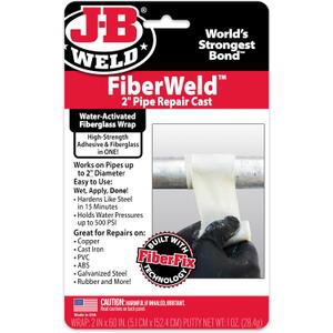 J-B Weld FiberWeld 2” Pipe Repair Cast 2x60 Inch - High Strength Adhesive Fiberglass Wrap - White (38260)