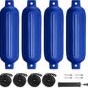 Boat Fenders 4Pack 4.5"/5.5."/6.5"/8.5" Inflatable Ribbed Marine Boat Fender with Fender Lines 6.5ft Needles and Pump for Twin Eyes Boat Fender Bumpers for Docking Fenders Use to Yacht Etc