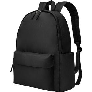 Vorspack Backpack for Men and Women - Basic Bookbag Casual Daypack Backpacks for College Work Travel (Black)