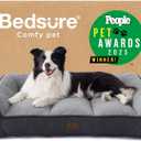 Bedsure SupportMax Orthopedic Dog Beds Large Sized Dog - Extra Thick Supportive Large Dogs Bed with Waterproof Washable Cover, L Plus Comfort Pet Sofa with Soft Sherpa and Nonskid Bottom, Grey, 38"