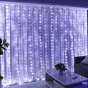 HXWEIYE 300LED Fairy Curtain Lights, 9.8x9.8Ft USB Plug-in 8 Modes Christmas String Hanging Lights with Remote for Bedroom Backdrop Wedding Indoor Wall Decor, White, Tangle-Free  1 Pack (Regular)