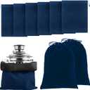 Ferraycle 6 Pcs Silver Storage Bags Anti Tarnish Storage Bag Fabric Cloth for Jewelry Silverware Protection Flatware(18 x 18 Inch,Navy Blue)