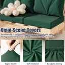 14Pcs Patio Stretch Cushion Covers, Outdoor Couch & Sofa Replacement Slipcovers for Patio Furniture Cushion Covers, Washable Reusable Furniture Protector, Square Large, Dark Green