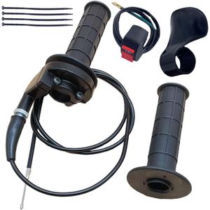 Auto-Moto Handle Bar Throttle Grips Grip +Throttle Cable + Throttle Housing Clamp for 50cc 79cc 125cc 250cc Dirt Bike Quad ATV Pit Compatible with Coleman CT200U CT200U-EX BT200X Trail 200 Mini Bike