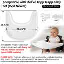 Baby High Chair Tray Compatible with Stokke Tripp Trapp (V2+ Baby Set) Replacement Feeding Tray with Built-In Cup Holder, Smooth Surface for Strong Suction, BPA-Free & Dishwasher Safe - White