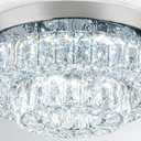 HOPGGIE 11.8" 2-Tier Crystal Chandelier LED Ceiling Light Semi Flush Mount Ceiling Light Fixtures Modern Chandelier Light for Closet Hallway Bedroom Foyer Kitchen (Cool White)