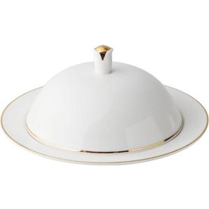 Hemoton Gold-Edged Ceramic Plate with Lid 8 Inch Serving Dish for Steak Dessert and Appetizers Elegant Dinnerware for Parties and Celebrations