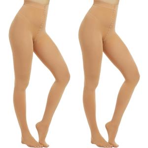 Women's 70D Soft Semi Opaque Solid Color High Waist Footed Pantyhose - Everyday Tights in Black & Nude (S-M/L-XL) (Beige, XL)