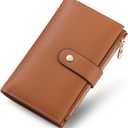 Wallet Women RFID Blocking Multi Cards Wallet Credit Card Holder for Women Large Capacity Lady Leather Trifold Travel Wallet with Pen Holder (2Brown)