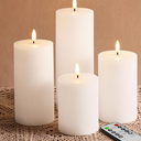 Pink Ribbed Flameless Pillar Candles with Remote, Flat Top Flickering LED Wax Battery Candles Set of 4,  3" H 4" 5" 6" 8"