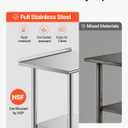 VEVOR Stainless Steel Work Table, 24x30 inch Food Prep Table with Wheels and Backsplash, Commercial Kitchen Workstation with Adjustable Undershelf, Metal Utility Worktable, for Restaurant Home Outdoor