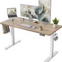 TIQLAB Electric Standing Desk, Adjustable Height Stand up Desk, 55 * 24 Inches Sit Stand Home Office Table with Splice Board, White