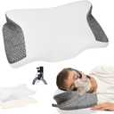 Cervical Neck CPAP Pillow for Side, Back Sleepers to Neck Pain Relief - Reduce Air Leaks & Mask Pressure for Better Sleep- Include CPAP Hose Holder - Avoid Hose Tangles & Keep The Hose Off The Floor (Gray)