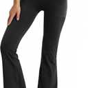 Leggings with Pockets for Girls Solid Black Stretch High Waist Tummy Control Workout Dance Bootcut Yoga Pants (8-9 Years)