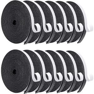 MAGZO Door Weather Stripping, 1/2 Inch W X 1/8 Inch T X 198 Ft Total Weatherstripping Foam Tape Soudproof for Windows 16.5 ft X 12 Rolls, Black